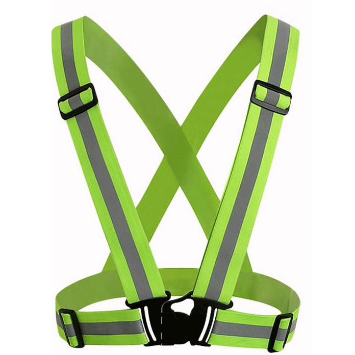 Safety suspender, green with silver retro reflective fluorescent stripes, Universal, width 2'' (20un/bx)