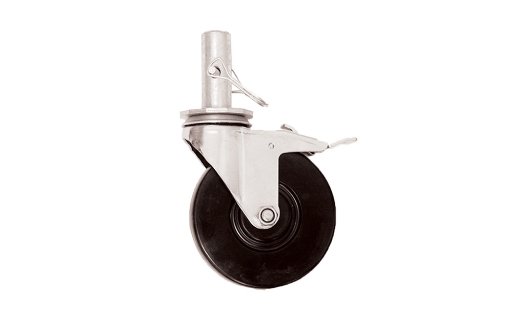 Caster 5'' with shaft (1''), Circle Brand, Swivel, With brake (Mobile scaffolding)