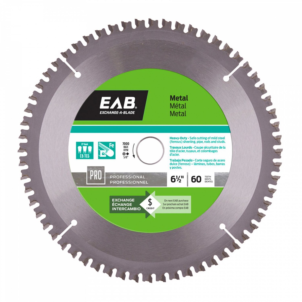 Metal circular saw blade, EAB, 6-1/2&quot;, 60 teeth (10un/pck)