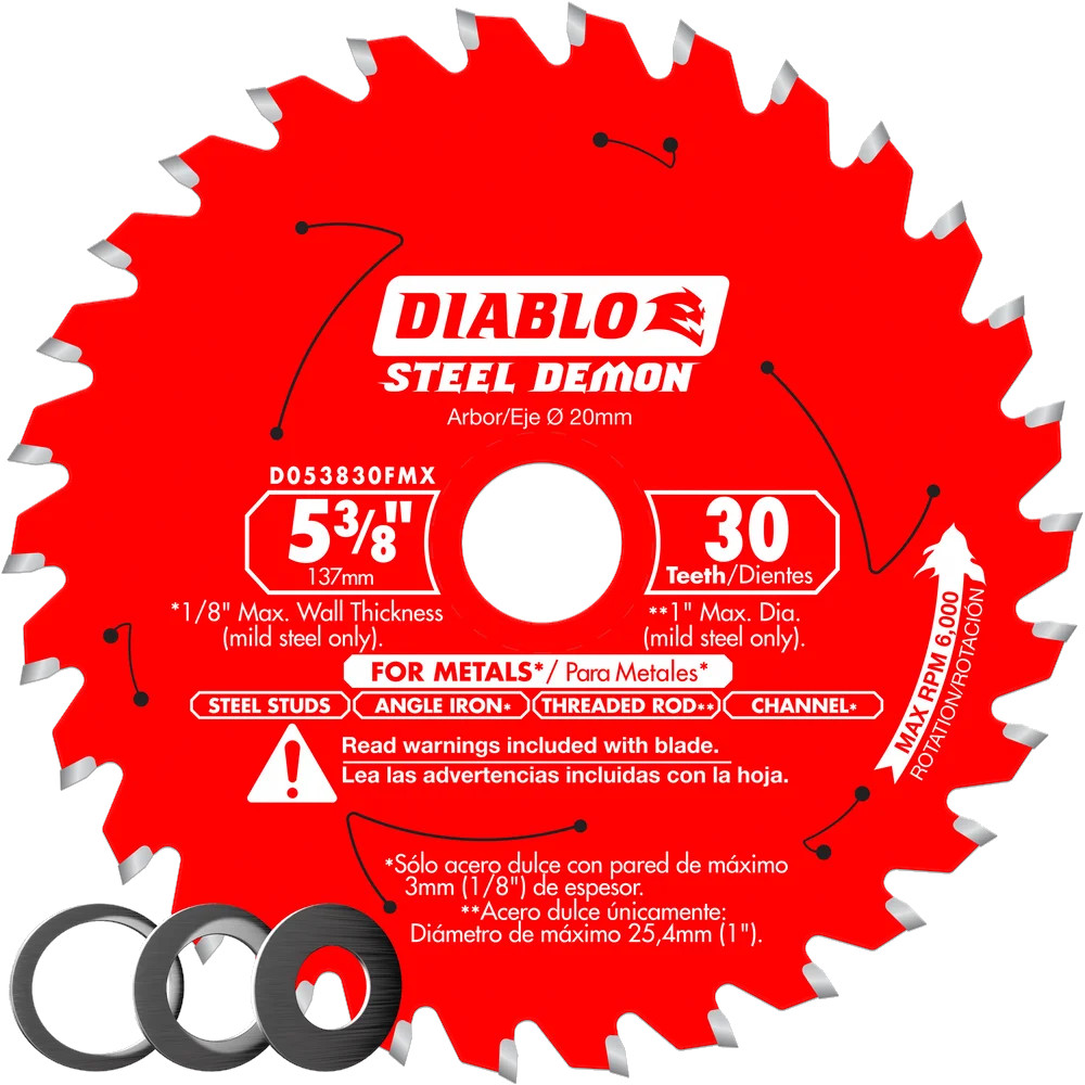 Lame à métal pour scie circulaire, Diablo, 5-3/8", 30 dents (10un/pqt)