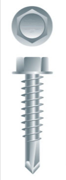 Metal screw self-drilling, Bullseye, #12-14 x 1-1/4&quot;, Hexagonal head, Tek3, Zinc (3.5M/bx-48bx/skd)