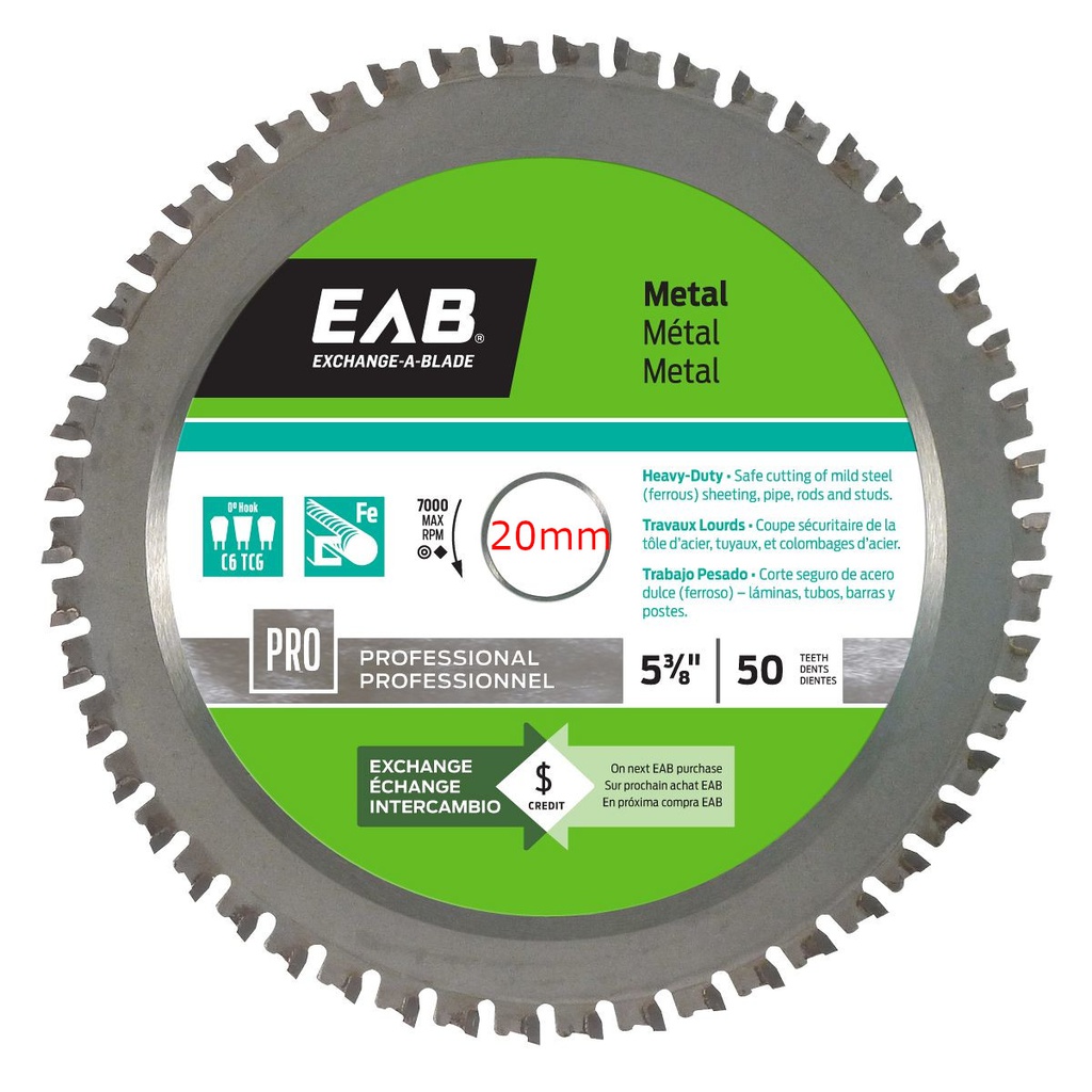 Metal circular saw blade, EAB/Milwaukee, 5-3/8&quot;, 50 teeth (10un/pck)