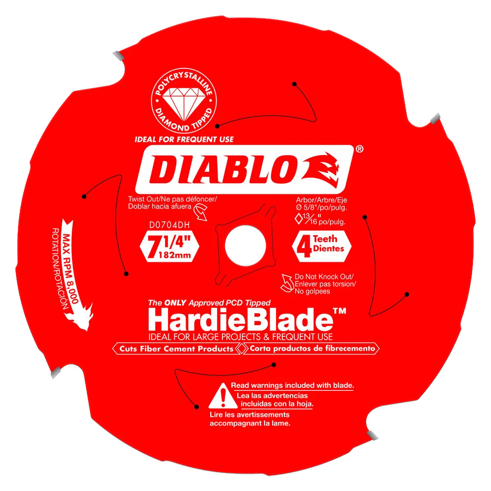 Lame à fibrociment pour scie circulaire, Diablo, 7-1/4&quot;, 4 dents (5un/bte)