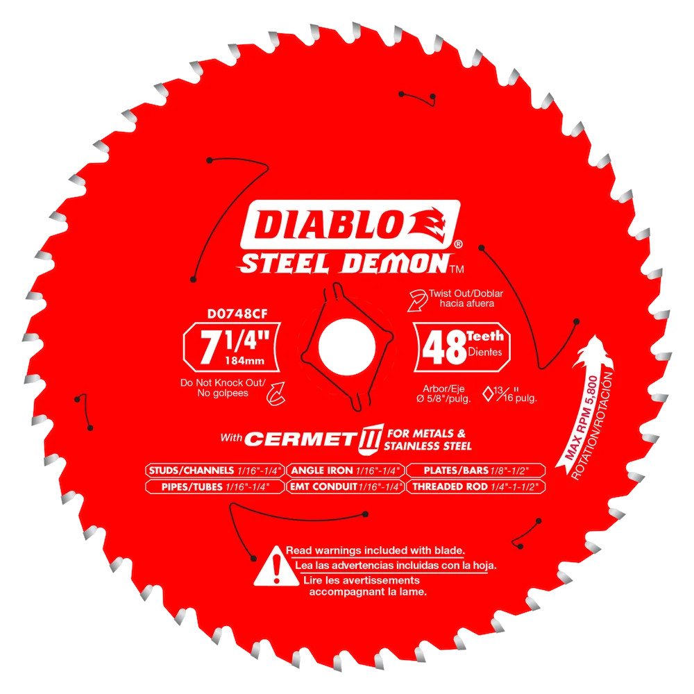 Lame à métal pour scie circulaire, Diablo, 7-1/4&quot;, 48 dents (5un/pqt)