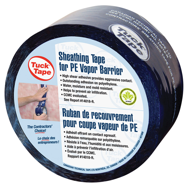 Adhesive sheating tape for vapor barrier, Tuck Tape, 2-3/8&quot; x 180.45', Blue (20un/bx)