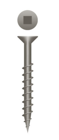 Wood screw, Bullseye, #8 x 1-3/4&quot;, Flat head, Partial and coarse thread, Square #2, Lube (4M/bx-48bx/skd)