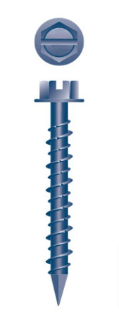 Concrete screw, Bullseye, 1/4&quot; x 1-1/4&quot;, Hexagonal head, blue coating (3.5M/bx-48bx/skd)