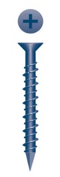 [BULCFQ2316114B-4.5] Concrete screw, Bullseye, 3/16'' x 1-1/4'', Flat head Quad #2, Blue coating (4.5M/bx-48bx/skd)